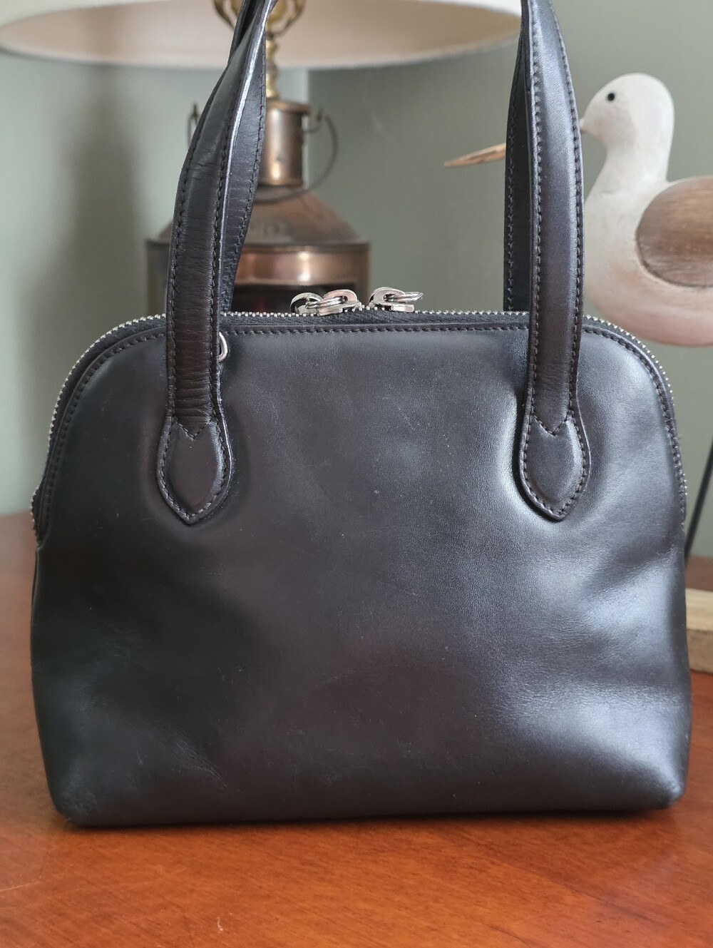 Salvatore Ferragamo Gancini Mini Satchel Black Leather Top Handle Handbag COA - Picture 4 of 16